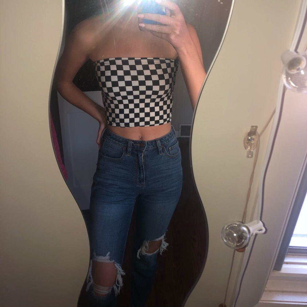 checkered tube top